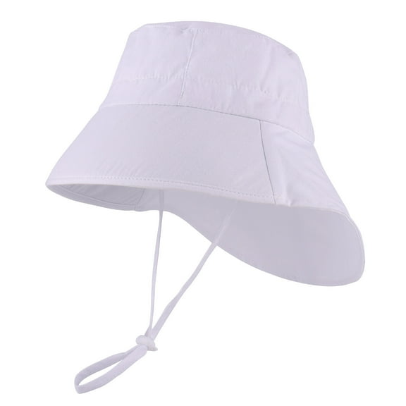 Lovskoo 2024 Toddler Bucket Hat Wide Brim Baby Summer Sun Protection Fashion Solid Color Sun-outdoor Cute Sunscreen Baby Beach Gear White 1-6 Years