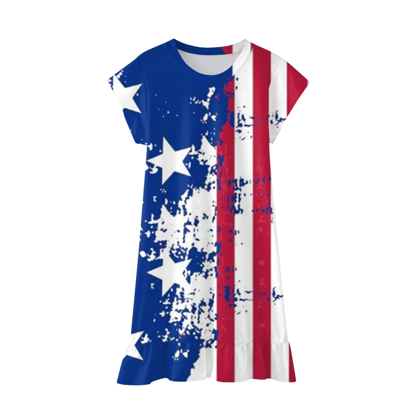 Lovskoo 2024 Toddler Girl Summer Dress Kids Independence Day Trendy