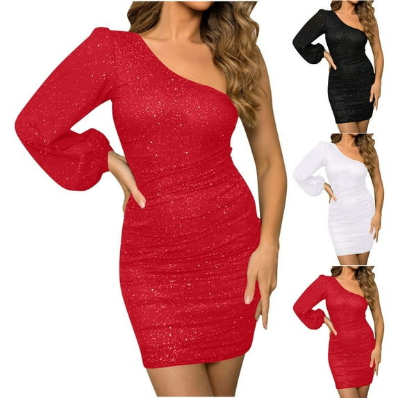 Lovskoo 2024 Wedding Guest Dresses for Women Evening Gown Party Prom Trendy Long Sleeve Sequin Tassel Backless Mini Cocktail Dresses 2023 White