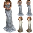 thumbnail image 1 of Lovskoo 2024 Wedding Guest Dresses for Women Evening Gown Sequin Mesh Slim Train Backless Gown Cocktail Dresses 2023 Gold, 1 of 6