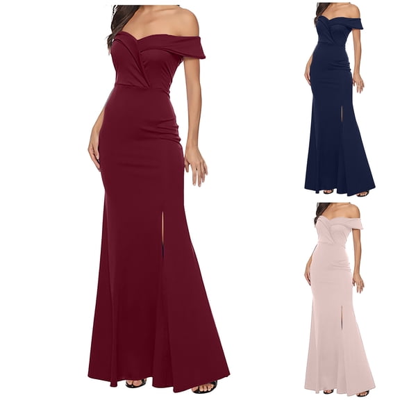 Lovskoo 2024 Wedding Guest Dresses for Women Evening Gown Shoulder Screen Perspective Wedding Dress Long Cocktail Dresses 2024 Pink