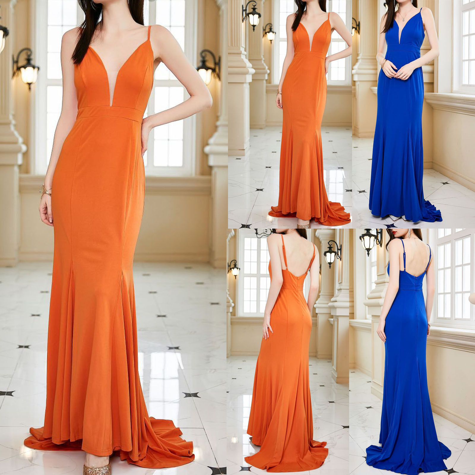 Elegant Orange Backless Wedding Guest Dress for Timeless Style