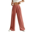 thumbnail image 1 of Lovskoo 2024 Wide Leg Pants for Women Spring Summer V-Shape Solid Color Loose Pants Pants Pink XL, 1 of 6