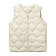 thumbnail image 1 of Lovskoo 2024 Winter Coats for Women Quilted Vest Cotton Padded Warm Pocket Coat V Neck Long Jacket Sleeveless Vest Coat Beige, 1 of 8