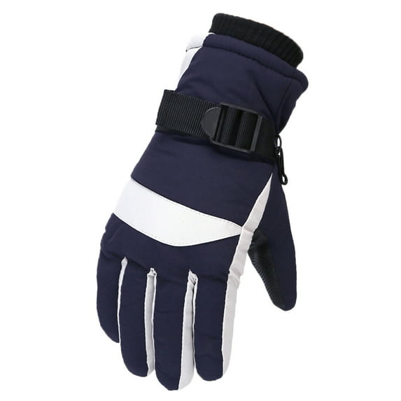 Zwiiyzr 2024 Winter Gloves For Kids Boys Girls Snow Windproof Cold Weather Mittens Outdoor Sports Ski Snow Gloves For 11-16 Years Navy