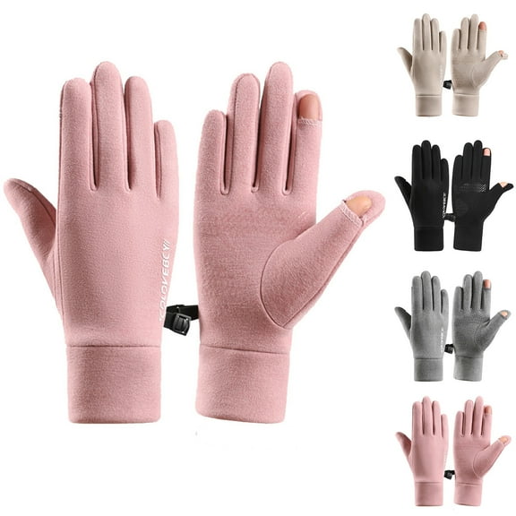 Lovskoo 2024 Winter Gloves for Men and Woman Windproof Warm Gloves Touchscreen Riding Outdoor Gloves Beige