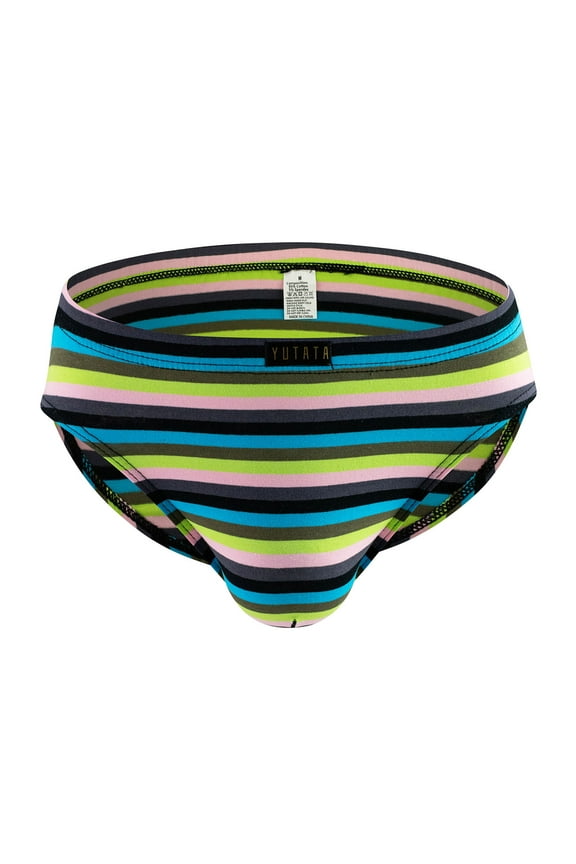 2024 Woemn and Mens Bikini Underwear Cheeky Low Rise Color Stripe Trendy Breathable Briefs Black