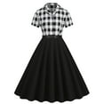 thumbnail image 1 of Lovskoo 2024 Women 1950S Vintage Short Sleeve Doll Collar Vintage Swing A Line Midi Summer Dress Cocktail Party Evening Prom Gown Black, 1 of 8