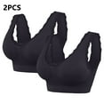 thumbnail image 1 of Lovskoo 2Pc Women's Sports Bra Lace Cami Bra Wireless Tank Top Bra Comfortable Everyday Bras For Women Leisure Black, 1 of 7