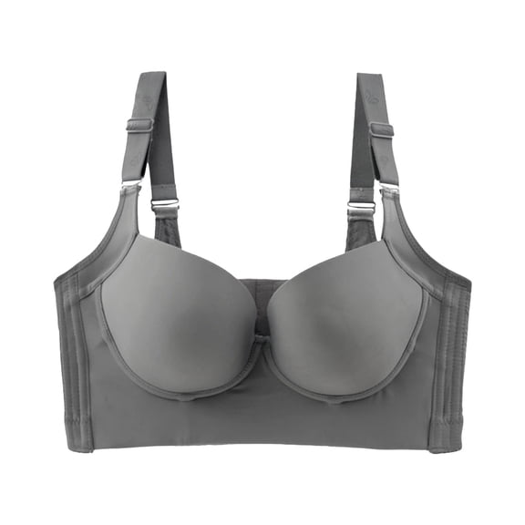 Lovskoo 2024 Women Comfortable Bra Wireless Bra Push Up Bra Nude Solid Ladies Breathable Lift Breasts Gray