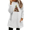 thumbnail image 1 of Lovskoo Fuzzy Fleece Pullover Tops for Women Winter Warm Christmas Printed Long Sleeve with Pocket Crewneck Solid Color Warm Top White, 1 of 6
