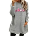 thumbnail image 1 of Lovskoo Fuzzy Fleece Pullover Tops for Women Winter Warm Printed Long Sleeve with Pocket Crewneck Solid Color Warm Top Gray, 1 of 6