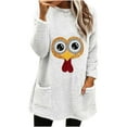 thumbnail image 1 of Lovskoo Fuzzy Fleece Pullover Tops for Women Winter Warm Printed Long Sleeve with Pocket Solid Color Warm Top White, 1 of 5