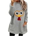 thumbnail image 1 of Lovskoo Fuzzy Fleece Pullover Tops for Women Winter Warm Printed Long Sleeve with Pocket Solid Color Warm Top Gray, 1 of 5
