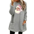 thumbnail image 1 of Lovskoo Fuzzy Fleece Pullover Tops for Women Winter Warm Printed Fleece with Pocket Long Sleeve Crewneck Solid Color Warm Top Gray, 1 of 6