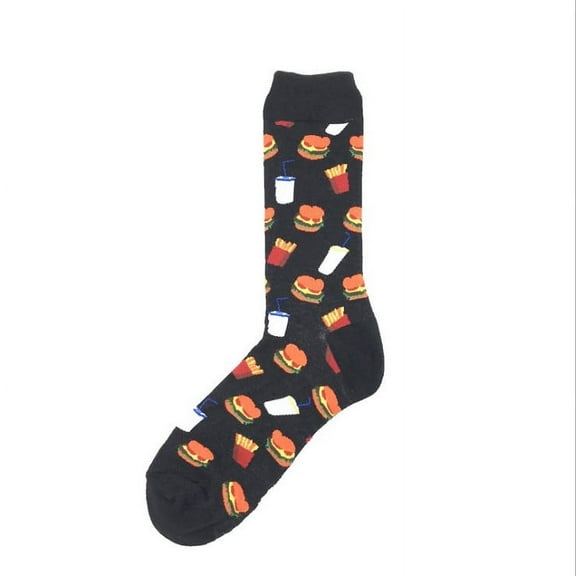 Lovskoo 2024 Women Mens Dress Socks Mid-Calf Fashion Unisex Casual Cotton Print Middle Stockings Socks Cute Novelty Crew Socks Black