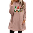 thumbnail image 1 of Lovskoo Fuzzy Fleece Pullover Tops for Women Winter Warm Printed Long Sleeve with Pocket Crewneck Solid Color Warm Top Pink, 1 of 6