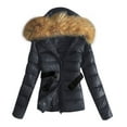 thumbnail image 1 of Lovskoo Womens Lightweight Puffer Jacket Winter Coats for Women Warm Quilted Padded Hood Coat with Faux Fur Collar Dark Blue, 1 of 9