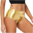 thumbnail image 1 of Lovskoo 2024 Women Summer Faux Leather Biker Shorts Stretch High Waist Shinny Slim Punk Dance Party Short Hot Pant Yellow XL, 1 of 4