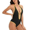 thumbnail image 1 of Lovskoo 2024 Women Swimsuit One Piece Bathing Suit Trendy Splicing Swimwear Casual Bikini Swimsuit Yellow, 1 of 1