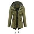 thumbnail image 1 of Lovskoo 2024 Women Windbreaker Jacket Solid Rain Jacket Outdoor Jackets Waterproof Hooded Raincoat Windproof Outerwear Olive Green, 1 of 9