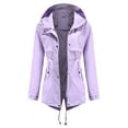 thumbnail image 1 of Lovskoo 2024 Women Windbreaker Jacket Solid Rain Jacket Outdoor Jackets Waterproof Hooded Raincoat Windproof Outerwear Purple, 1 of 9