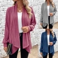 thumbnail image 1 of Lovskoo 2024 Women's 2023 Casual Lapel Cardigan Long Sleeve Open Front Irregular Hem Soft Long Coat with Pockets Red, 1 of 6