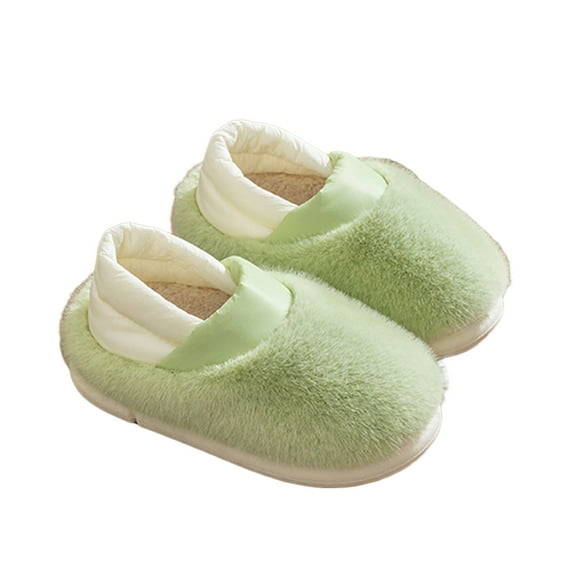 Lovskoo 2024 Women's And Men's Slippers Cotton Slippers Winter Package Heel Cotton Slippers Soft Bottom Foam Cotton Cotton Shoes Thick Bottom Padded Warm Green