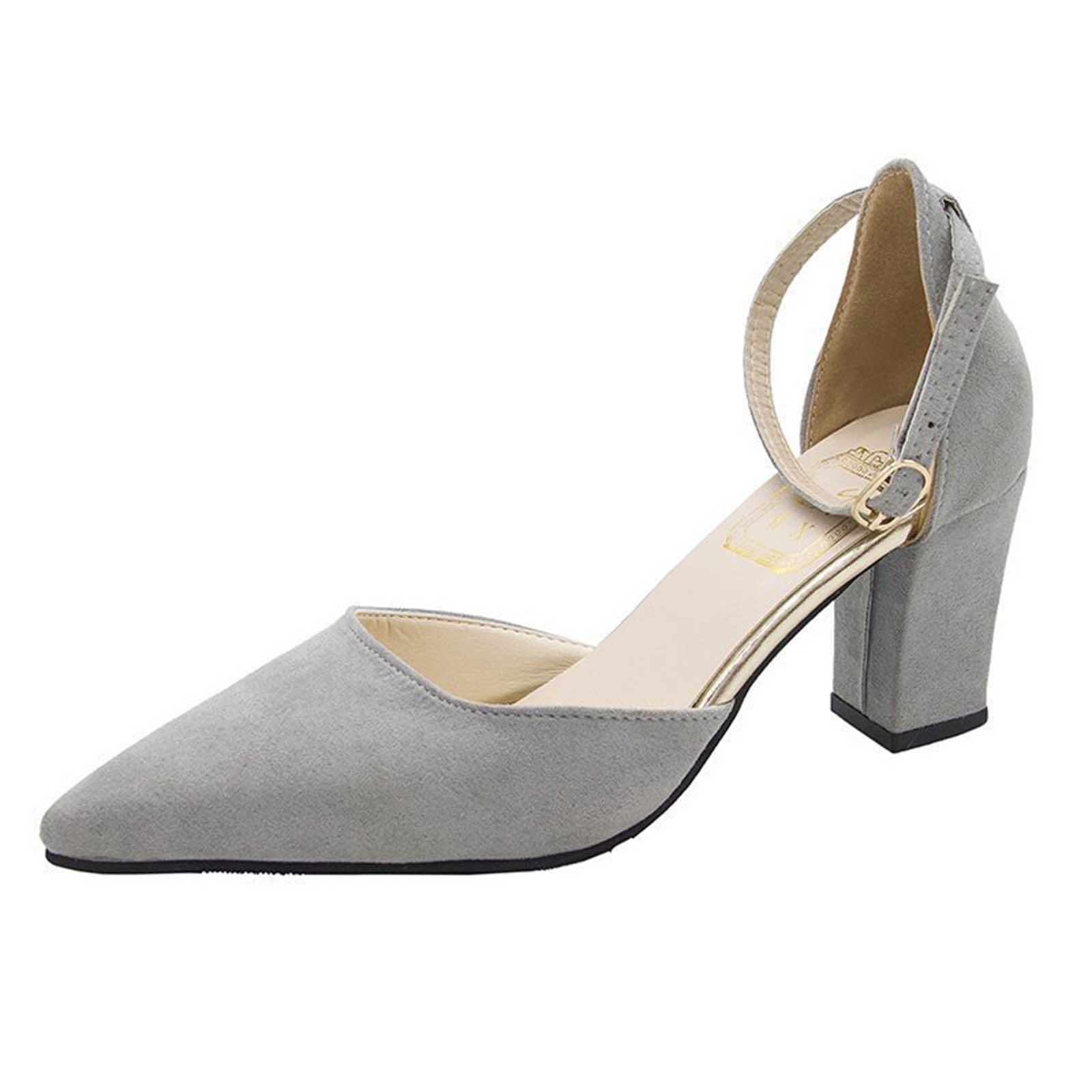 Gray pumps with ankle strap discount