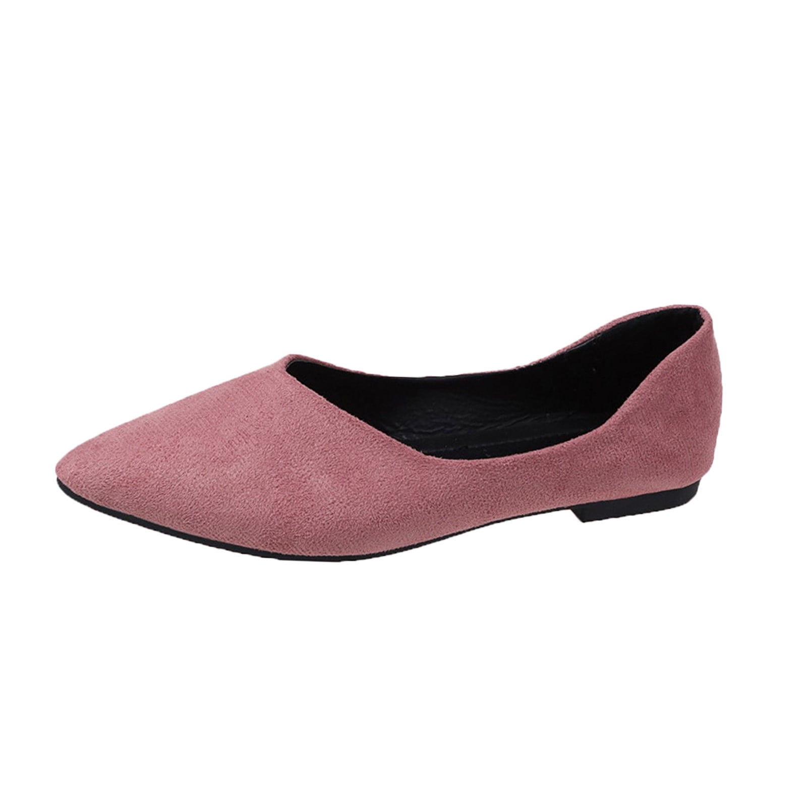 Lovskoo 2024 Women's Ballet Flat Shoes Faux Suede Dress Shoes Pointed Toe  Slip On Leather Top Casual Comfortable Loafer Shoes Indoor Outdoor Pink 