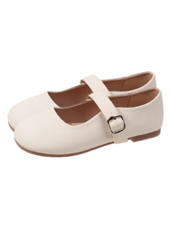 Women's Ballet Flat Shoes Leather Dress Shoes Round Toe Slip On Leather Shoes Flat Heel Collision Ladies Single Shoes Water Proof White