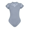 thumbnail image 1 of Lovskoo 2024 Women's Ballet Lace Short Sleeve Dance Leotard Tank Hollow Back Dancewear Gray-S, 1 of 4
