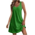 thumbnail image 1 of Gpaecead Women's Casual Sundress with Pockets Summer Boho Beach Dress Solid T-Shirts Dress V Neck Loose Tank Dresses Green 2XL, 1 of 6