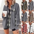 thumbnail image 1 of Lovskoo 2024 Women's Corduroy Button Down Shirt Jacket Irregular Loose Lapel Pocket Woolen Jacket Gray, 1 of 5