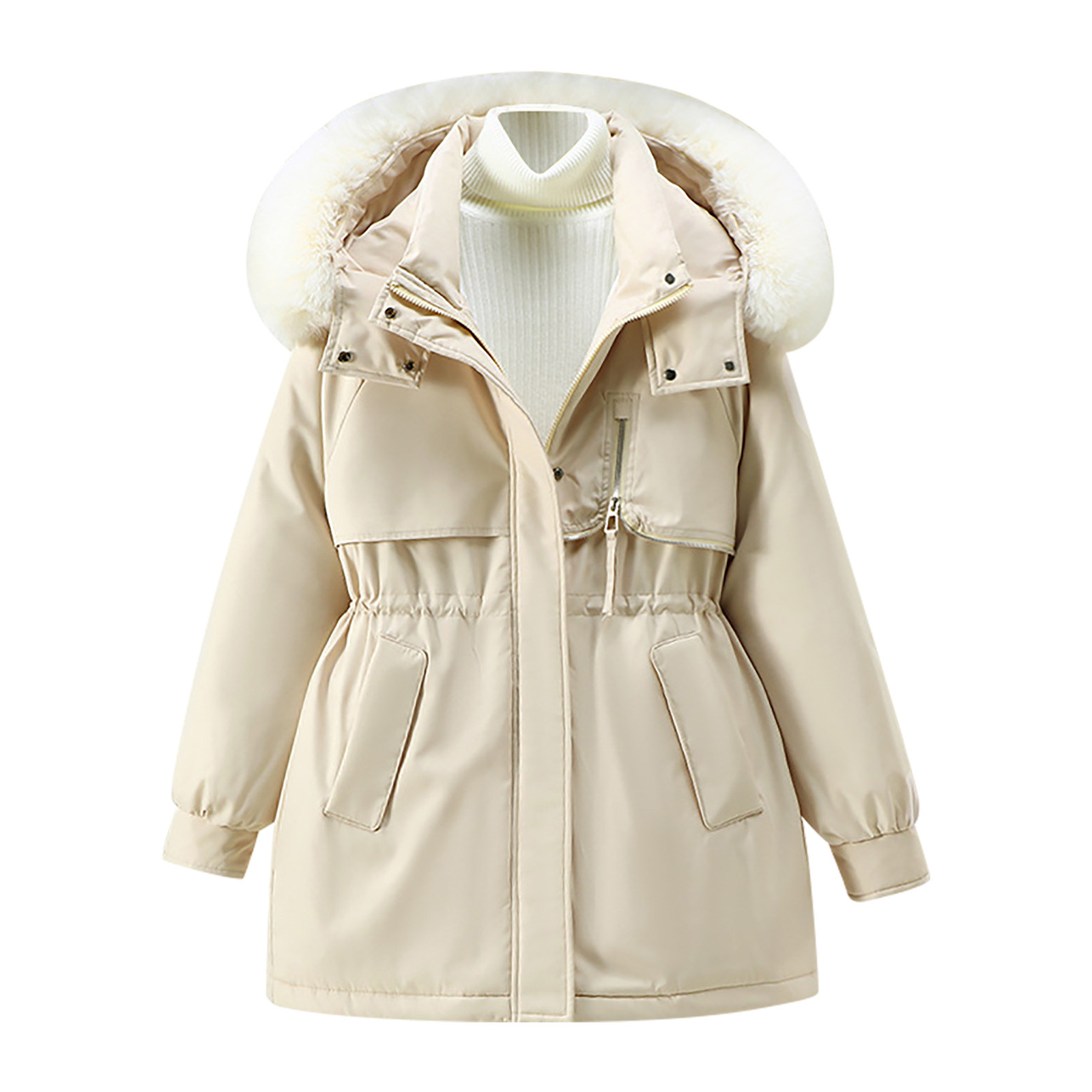 Lovskoo 2024 Women's Fashion Winter Coat with Faux Fur Hood Parka ...
