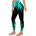 thumbnail image 1 of Lovskoo 2024 Women's Flame Printed Leggings Fitness Running Tight Yoga Pants Blue, 1 of 8