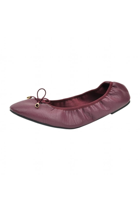 2024 Women's Flats Shoes Pointed-Toe Dress Shoes Bow Knot Comfortable Memory Foam Flats Sandals Burgundy