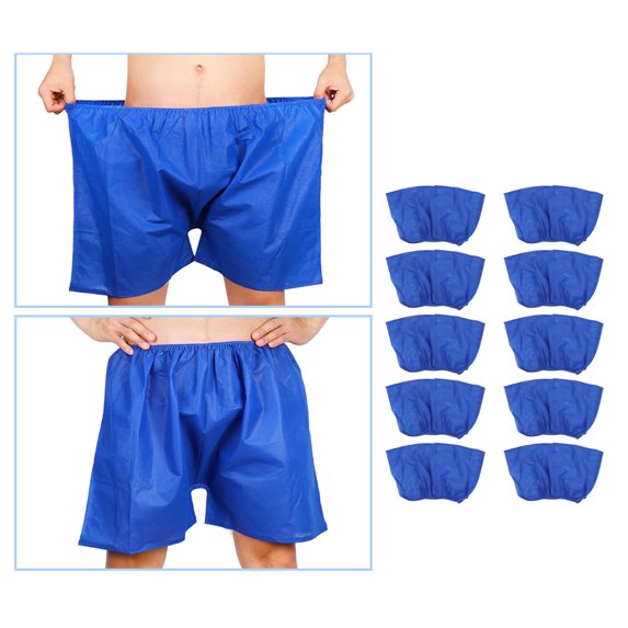 Zerodis 10pcs Men Disposable Shorts Beauty Salon Non Woven Breathable Underwear Underpants (Blue),Salon Shorts,Men Disposable Shorts