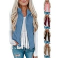 thumbnail image 1 of Lovskoo 2024 Women's Fleece Fuzzy Zip Up Vest Jacket Stand Collar Sleeveless Fluffy Outwear with Pockets Khaki, 1 of 8