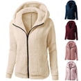 thumbnail image 1 of Lovskoo 2024 Women's Fleece Jacket Hooded Sweater Coat Winter Warm Wool Zipper Coat Cotton Coat Outwear Watermelon Red, 1 of 4