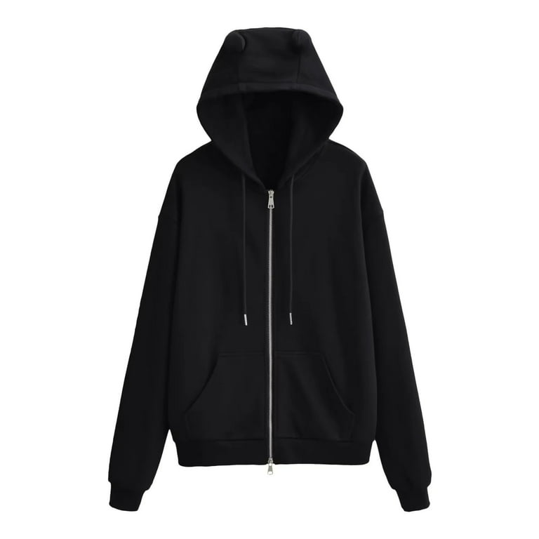 Double zipper hoodie women's outlet