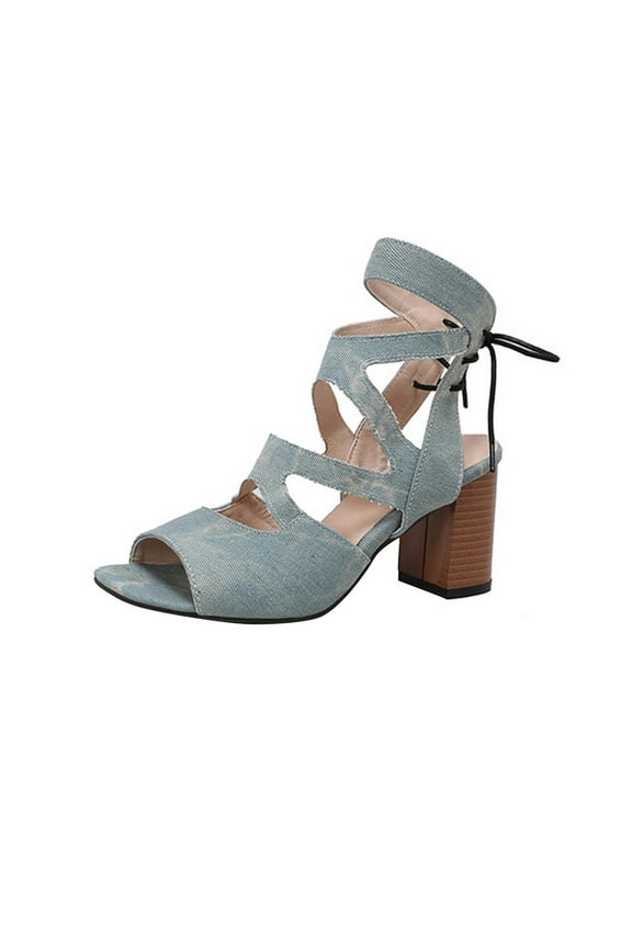 2024 Women's High Heels Shoes Open Toe Strappy Lace Up Heels for Wedding Prom Party Gown Shoes Blue