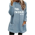 thumbnail image 1 of Lovskoo Women's Fuzzy Fleece Sweatshirt Pullover Tops Crewneck Long Sleeve Pocket Printed Winter Thick Warm Plush Top Light Blue, 1 of 5
