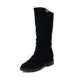 thumbnail image 1 of Lovskoo 2024 Women's Knee High Boots Faux Suede Round Toe Warm Retro Shoes Low Heel Western Boots Black, 1 of 4
