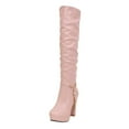 thumbnail image 1 of Lovskoo 2024 Women's Knee High Boots Thigh High Leather Pointed Toe Chunky Stacked Heel Platform Shoes Solid Color High Heel Casual Warm Winter Boots Pink, 1 of 8