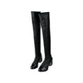 thumbnail image 1 of Lovskoo 2024 Women's Knee High Boots Thigh High Leather Pointed Toe Chunky Stacked Heel Stretch Shoes High-Up Over The Knee Leather Boots Black, 1 of 9