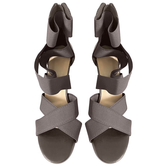 Lovskoo 2024 Women's Large Sized Stiletto-Heelss Sandals European USA High Heels Cross Elastic Strappy Back Zipper Sandals Khaki