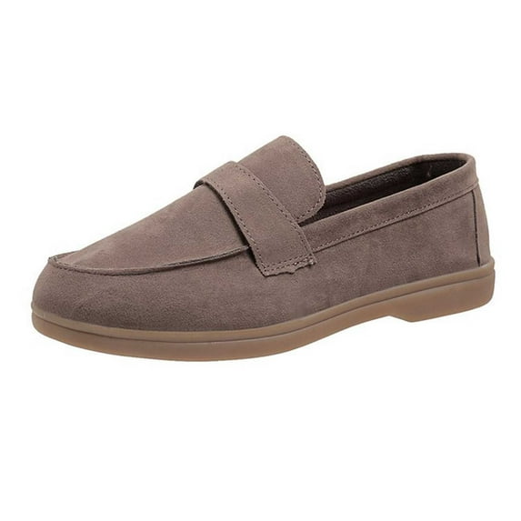 Lovskoo 2024 Women's Loafers Moccasin Driving Shoes Suede Leather Slip On Flats Daily Boat Shoes Gray