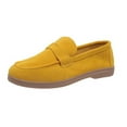 thumbnail image 1 of Lovskoo 2024 Women's Loafers Moccasin Driving Shoes Suede Leather Slip On Flats Daily Boat Shoes Yellow, 1 of 6