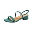 thumbnail image 1 of Lovskoo 2024 Women's Low Heels Sandals Open Toe Summer Medium Heel Strap Thick Heel Two-Wear Sandals for Women Green, 1 of 9